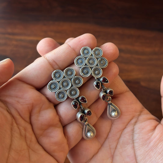 Gul Noor Threads Silver Danglers