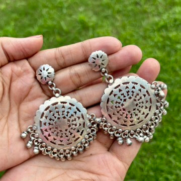 Vamika Silver Antique Jhumkas
