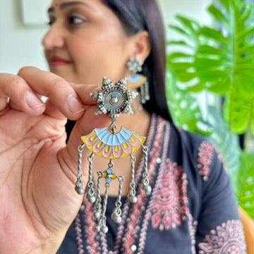 Matri Enamel-Silver Earrings