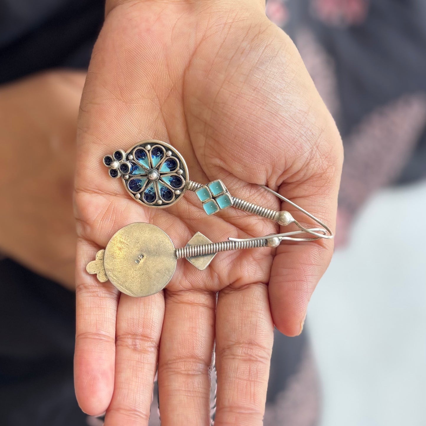 Neelara Enamel-Silver Earrings