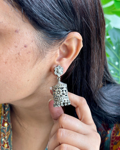 Anya Jali Silver Jhumki Earrings