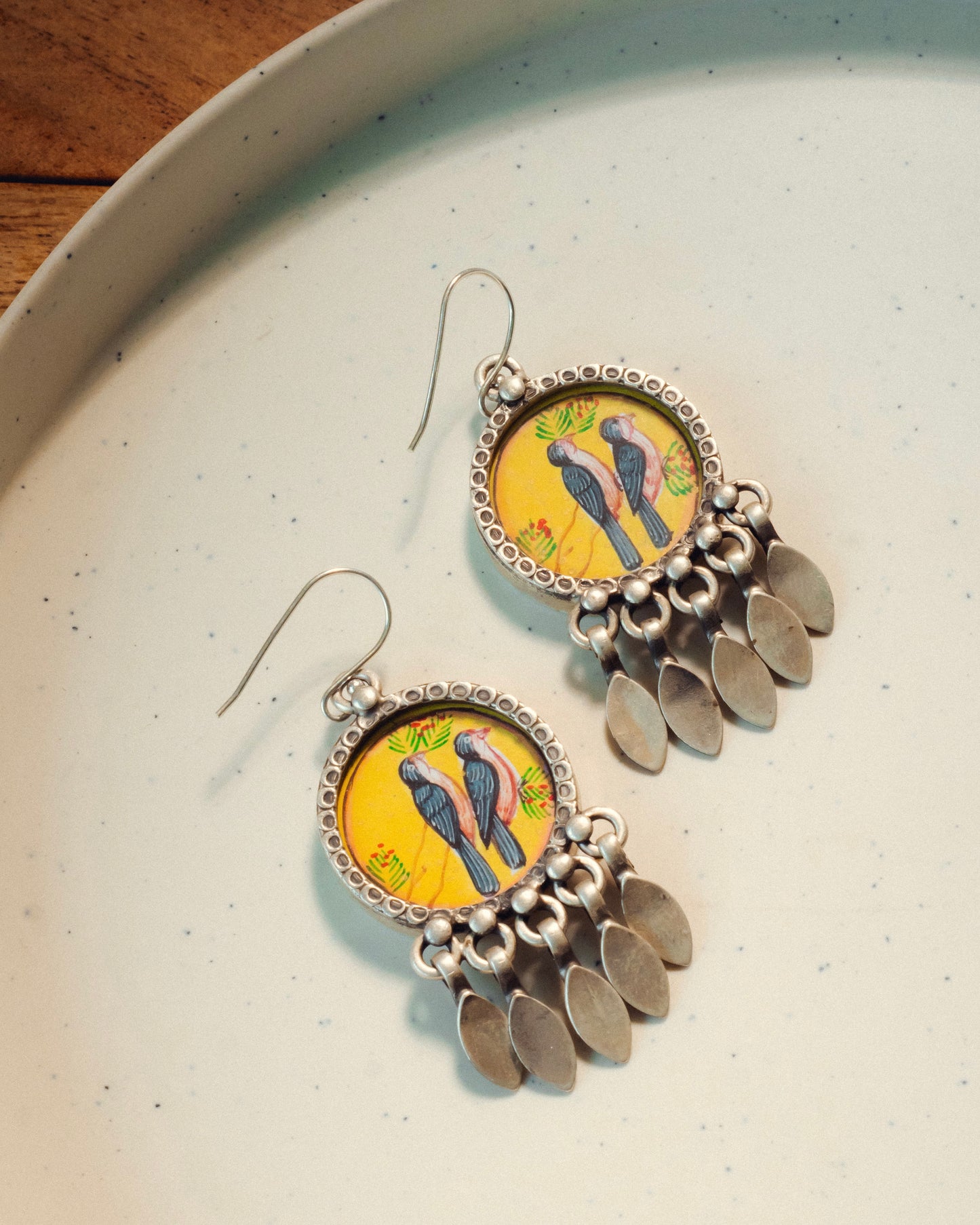 Jugni Songbird Miniature Silver Earrings