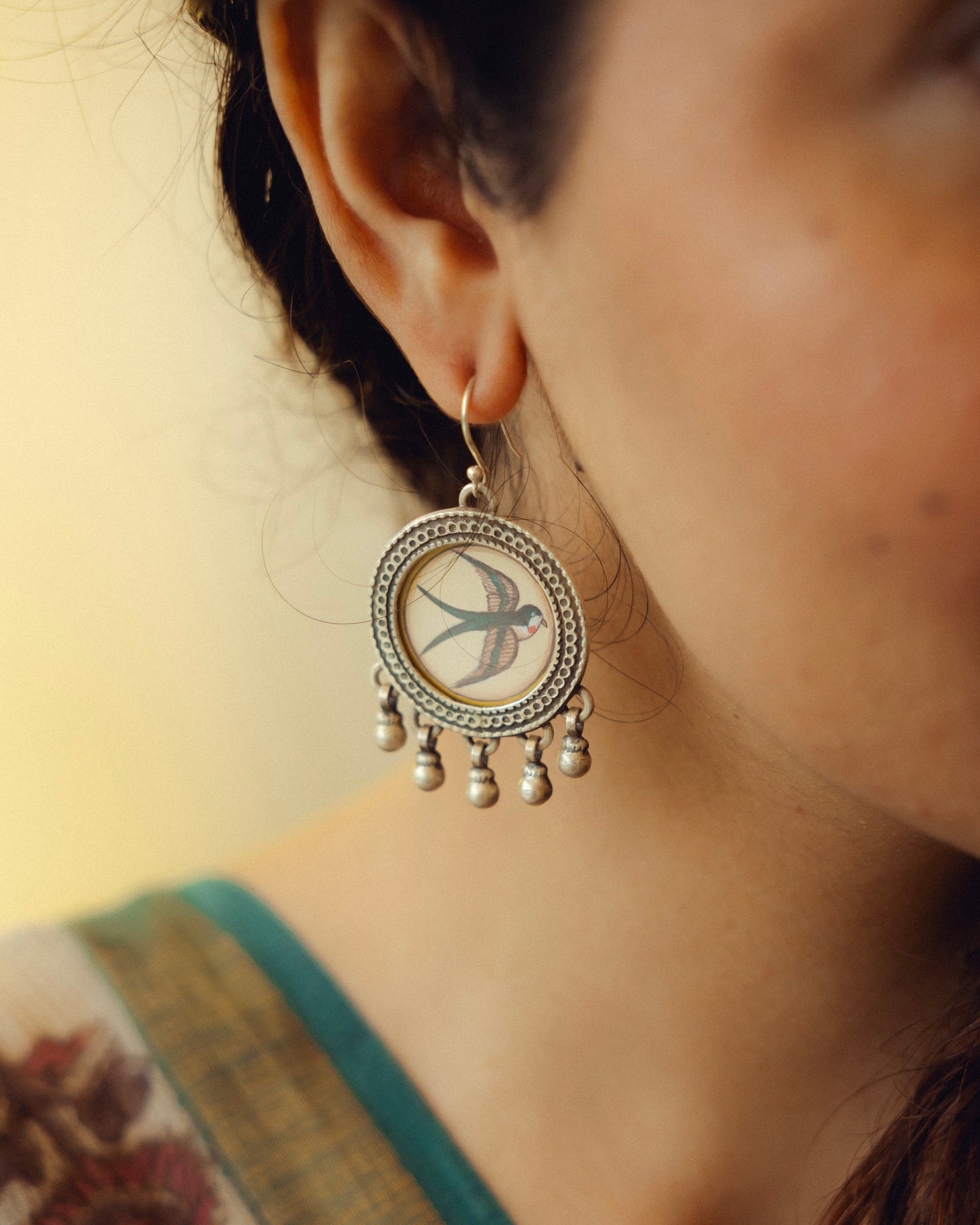 Saanjh Barn Swallow Miniature Silver Earrings