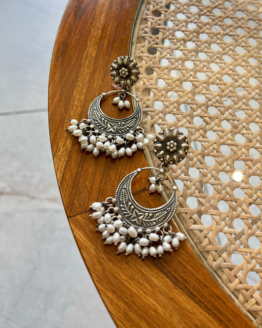 Inayat Silver Pearl ChaandBali Earrings