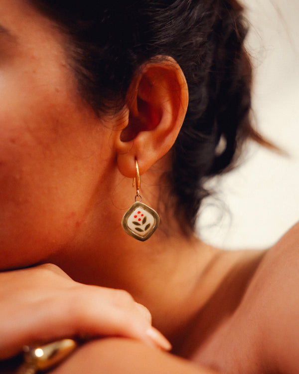 Sage Pallava Ceramic Earrings