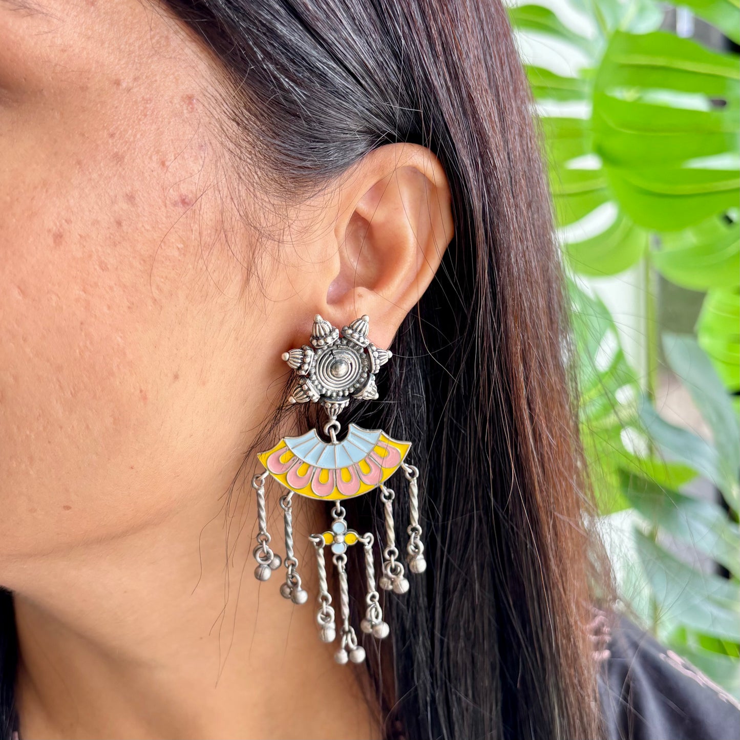 Matri Enamel-Silver Earrings