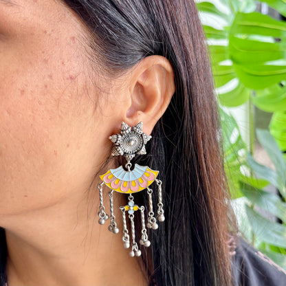 Matri Enamel-Silver Earrings