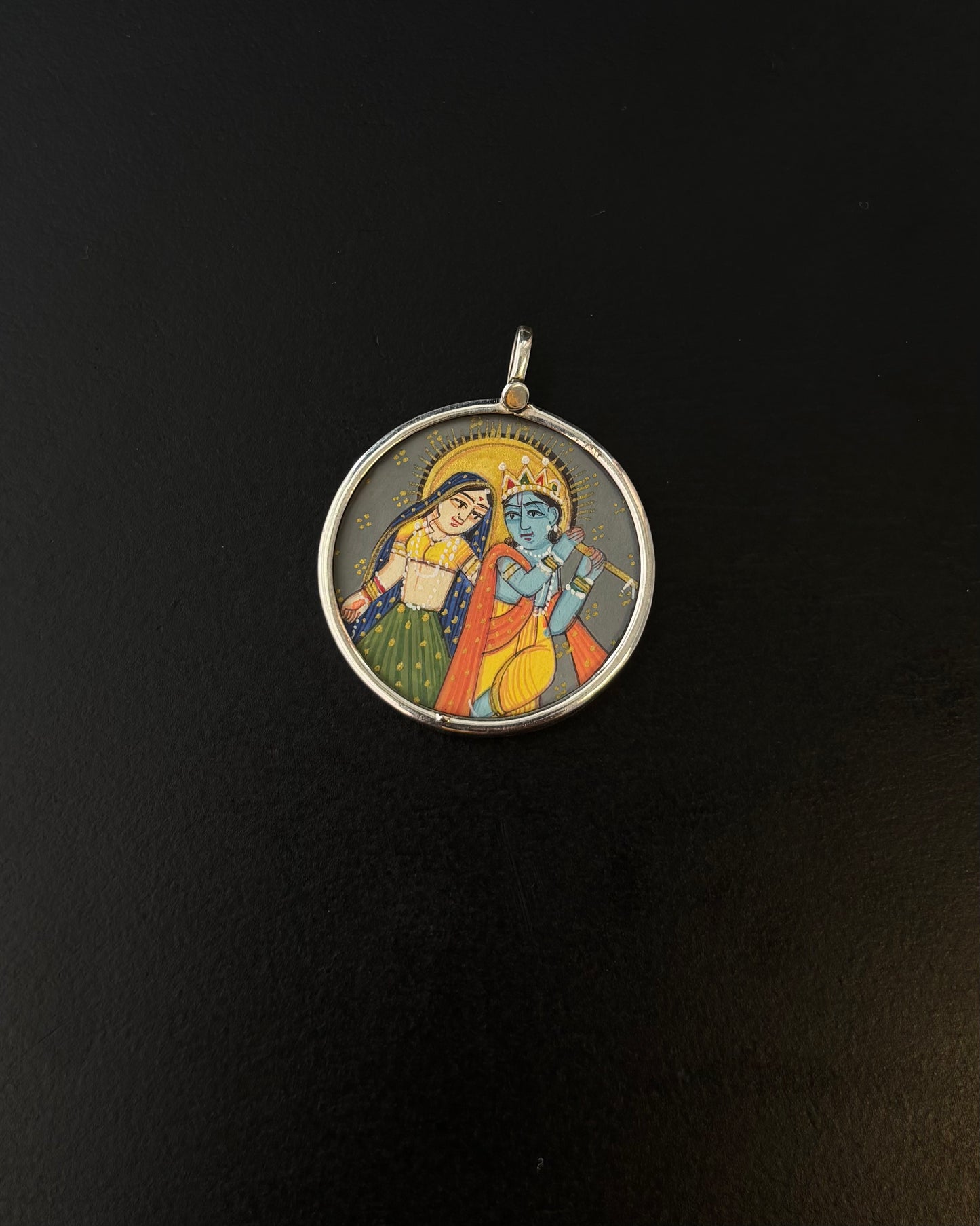 Radha Krishan Pichwai, Silver Pendant, Miniature paintings Silver Pendant, pure 92.5 Silver Pendant