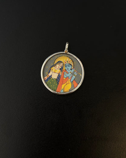 Radha Krishan Pichwai, Silver Pendant, Miniature paintings Silver Pendant, pure 92.5 Silver Pendant