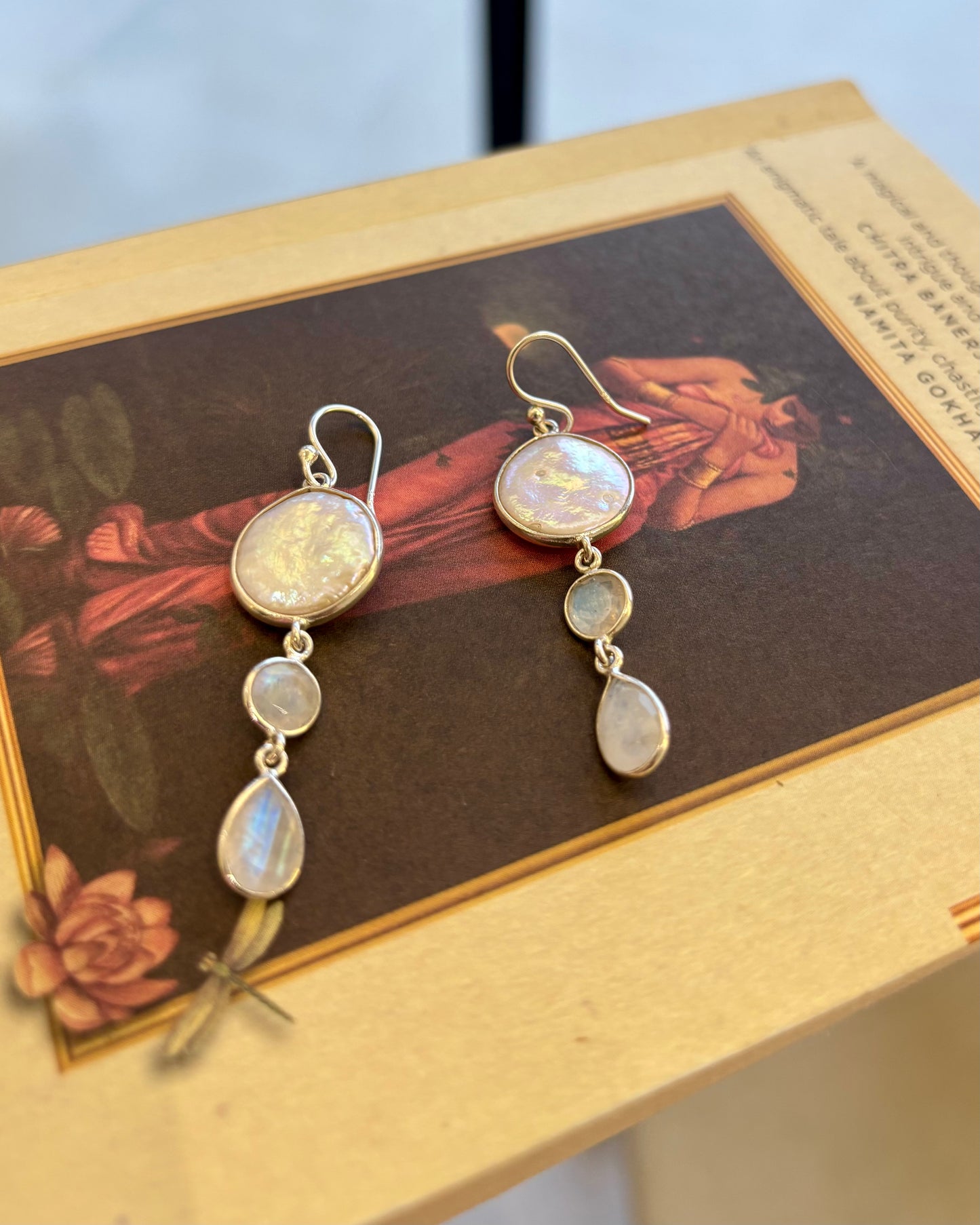 Mira Pearl Silver Drop Earrings