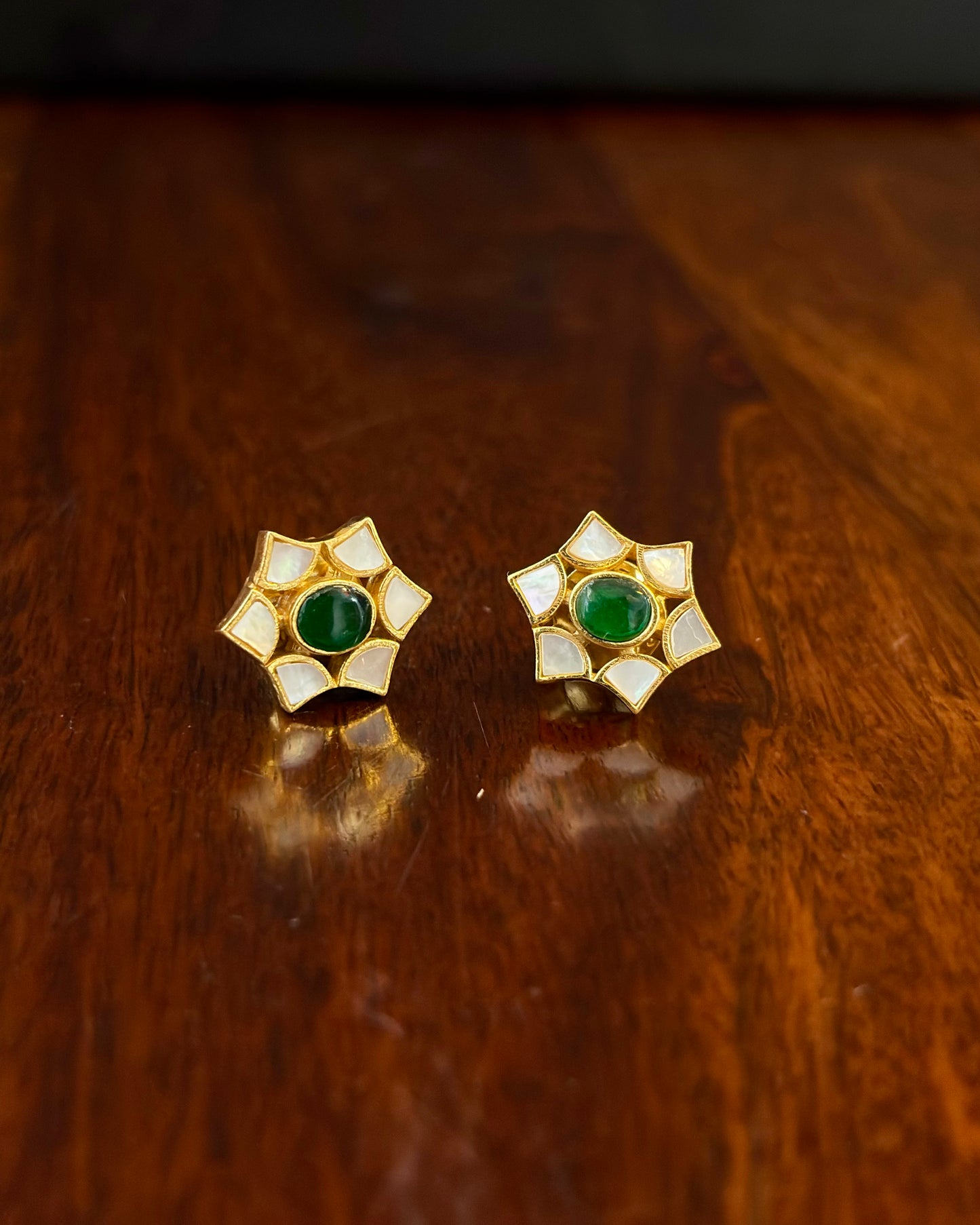 mother of pearls in gold plated silver