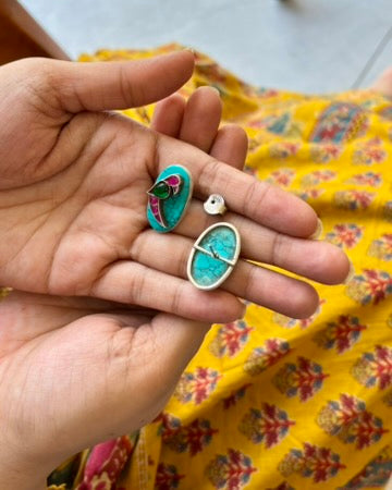 Panchi Turquoise Silver Stud Earrings
