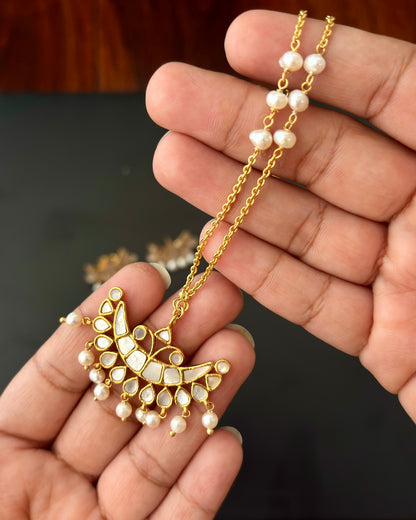 Mother of pearls gold plated Silver Pendant set, 92.5 silver jewellery