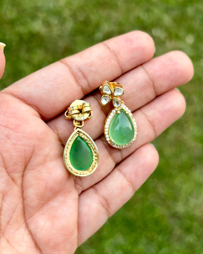 Nigar Green Onyx Silver Earrings