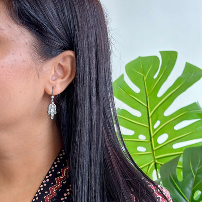 Ganpati Silver Drop Earrings