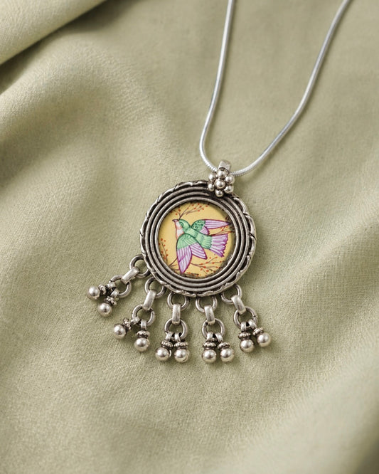 Noori Parindey Miniature Silver Pendant