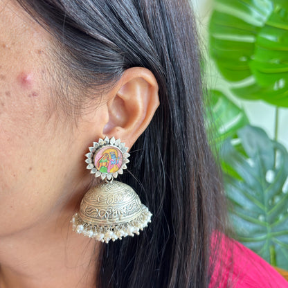 Madhavi Silver Antique Jhumkas