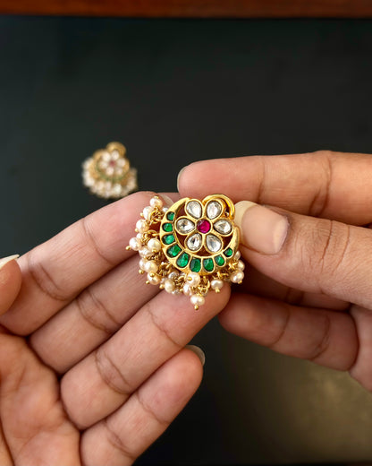 Anika Kundan Earrings – Emerald