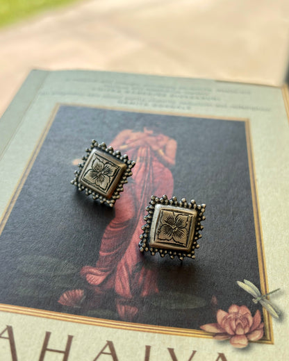 GulNaqsh Engraved Silver Studs
