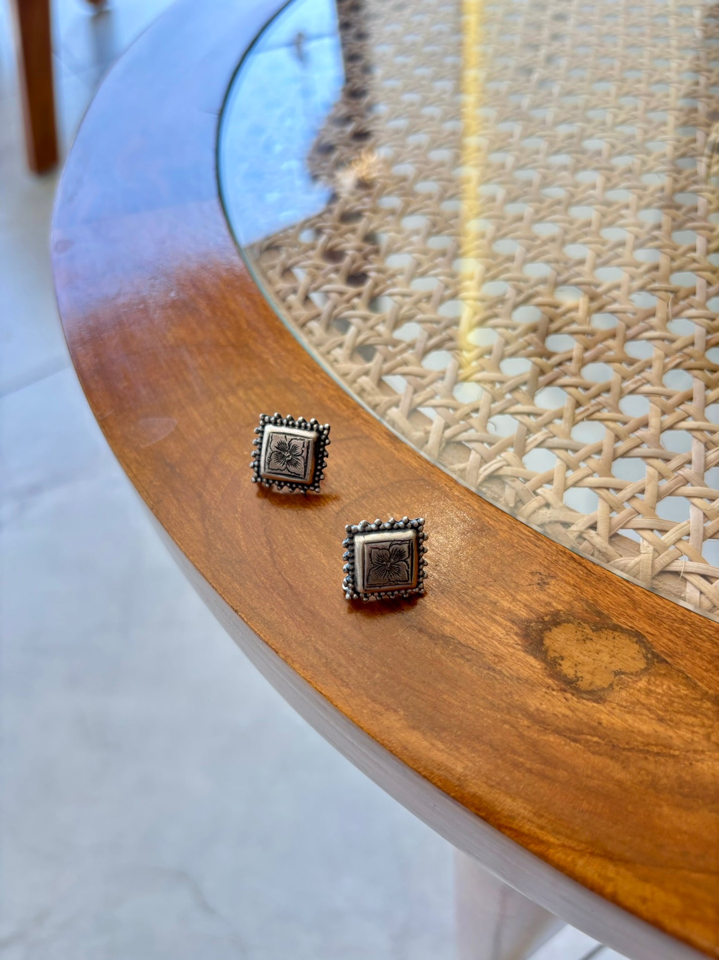 GulNaqsh Engraved Silver Studs