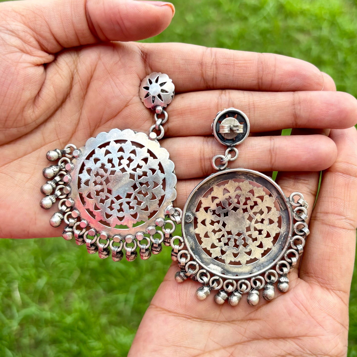 Vamika Silver Antique Jhumkas