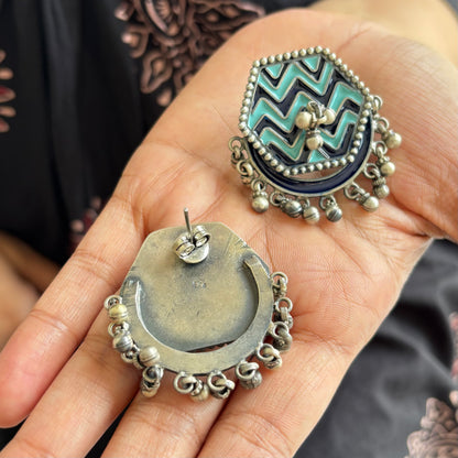 Banjari Enamel-Silver Earrings