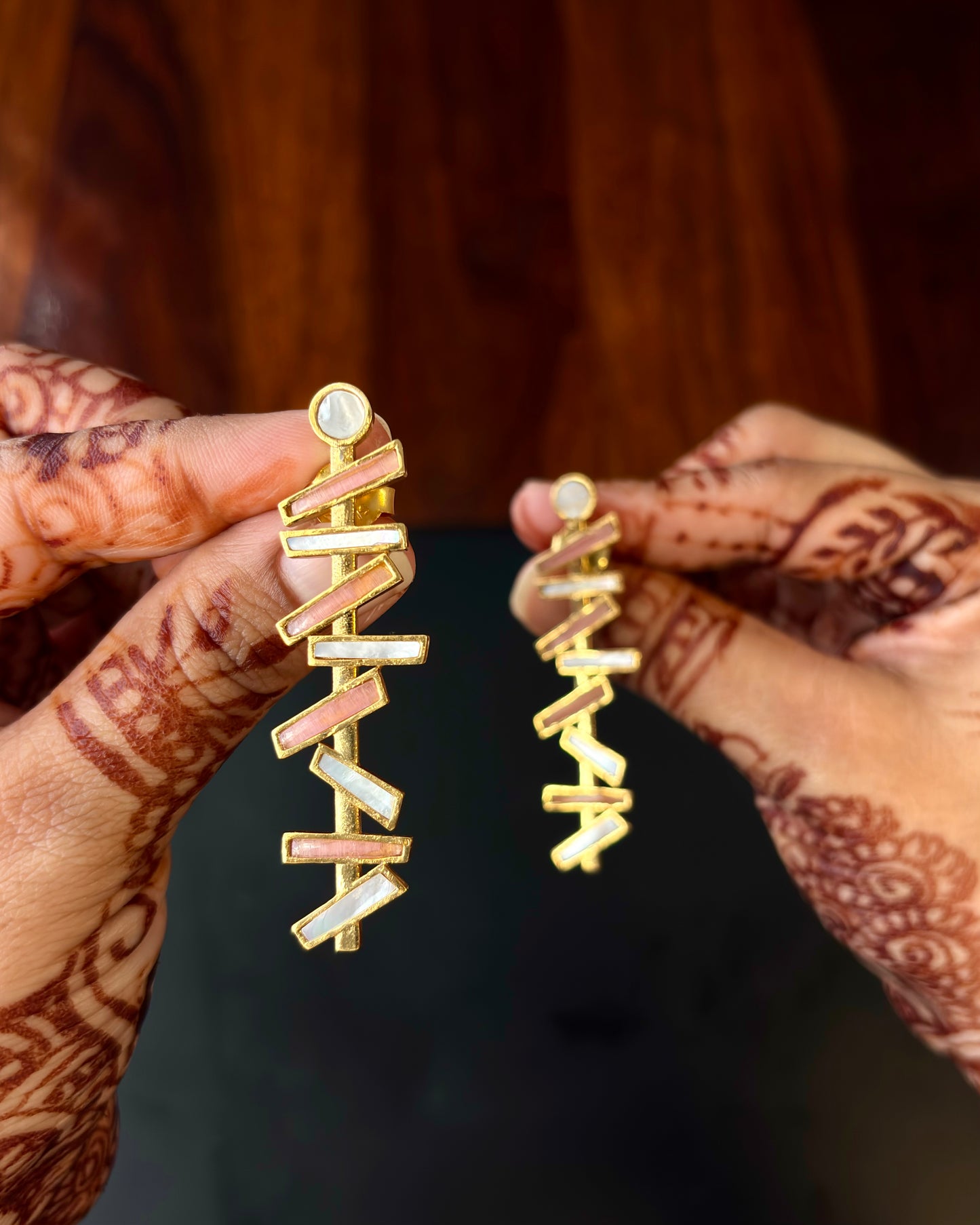 Ritambh Mother Of Pearls Silver Earrings