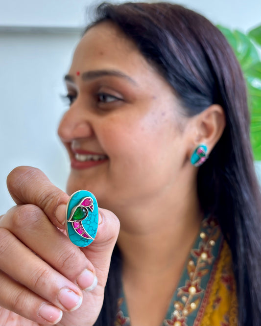 Panchi Turquoise Silver Stud Earrings