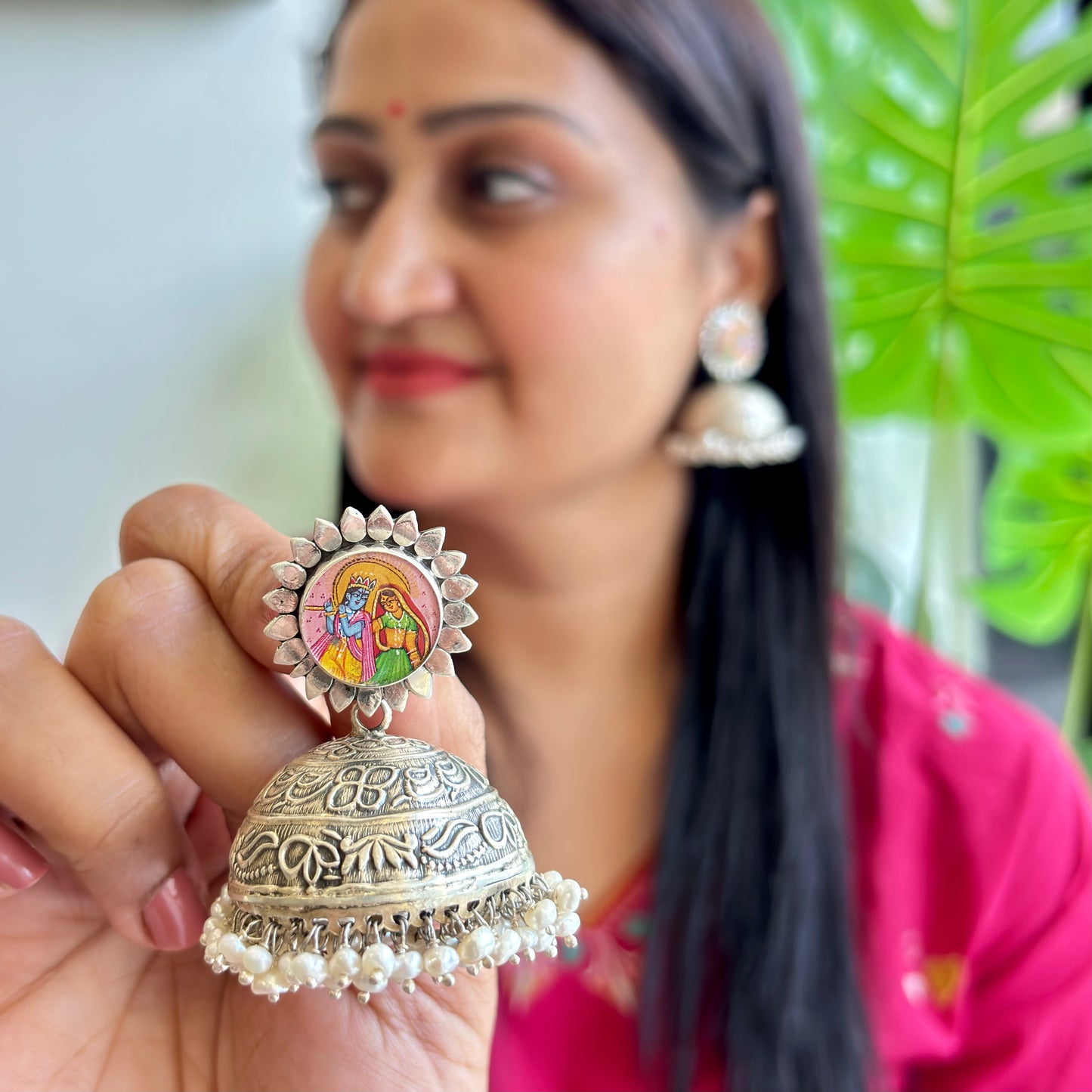 Madhavi Silver Antique Jhumkas