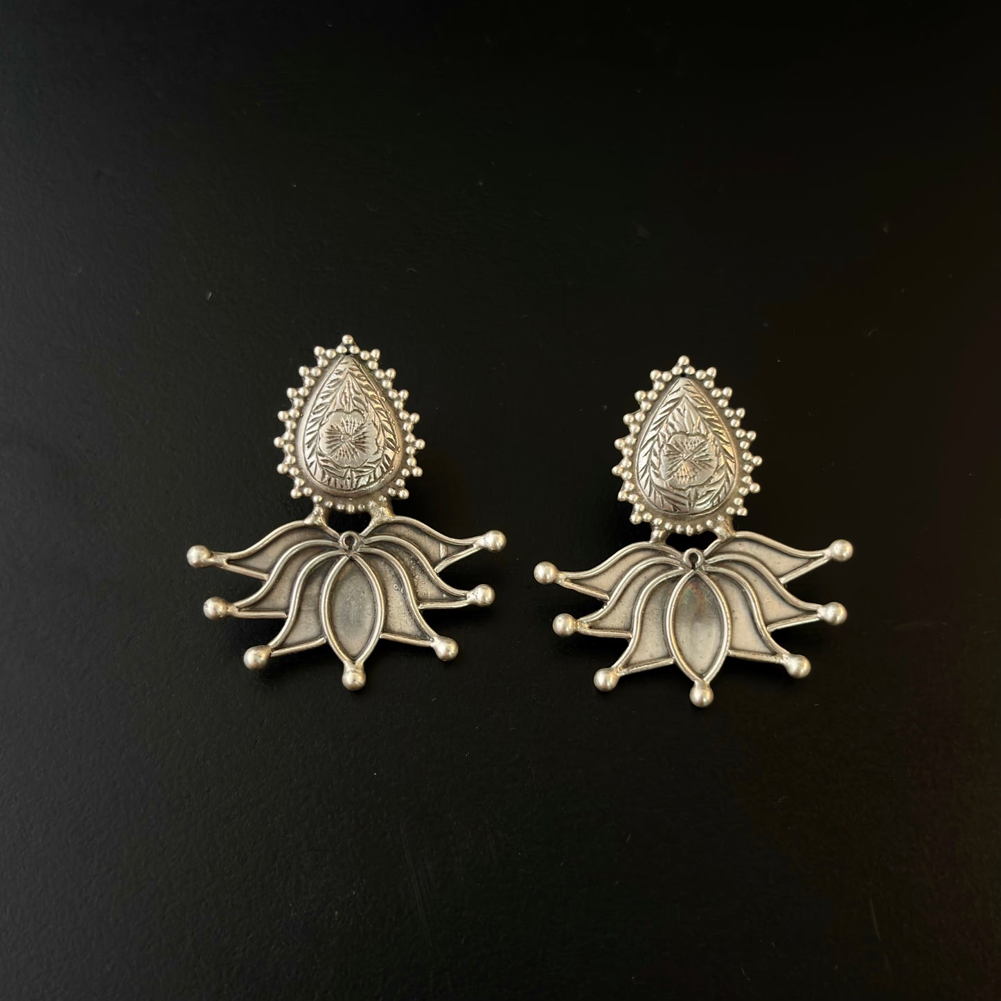 Lotus Engraved SIlver Studs