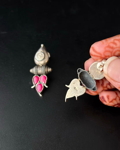 Surkhab Ruby Silver Earrings