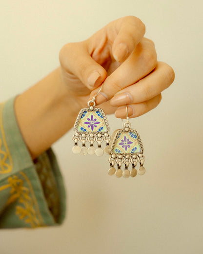 Mridula Handpainted Miniature Silver Earrings
