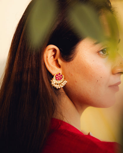 Anika Kundan Earrings – Mother of Pearl