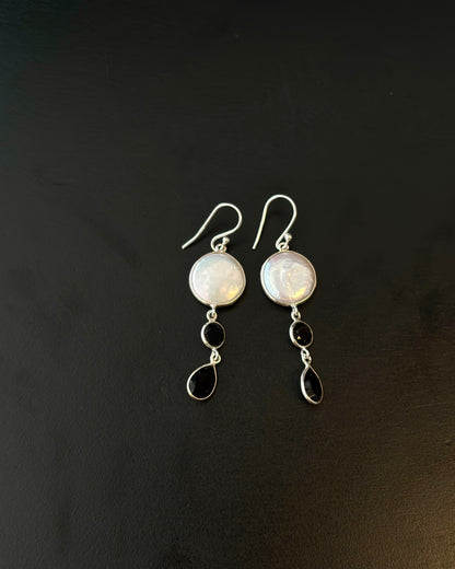 Nira Pearl Silver Drop Earrings