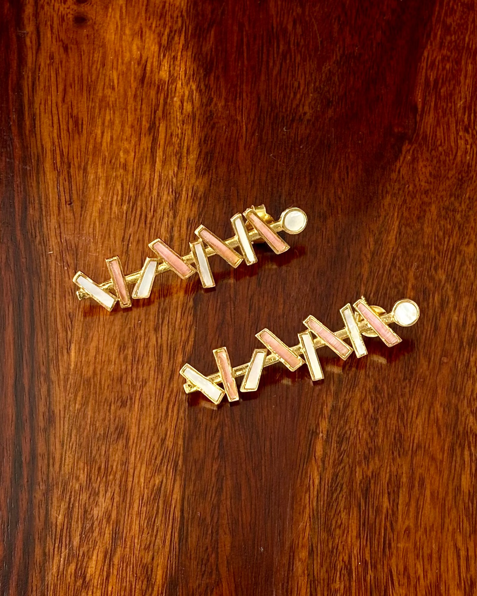 gold plated silver earrings with mother of pearls