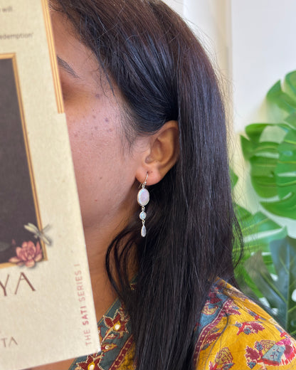 Mira Pearl Silver Drop Earrings