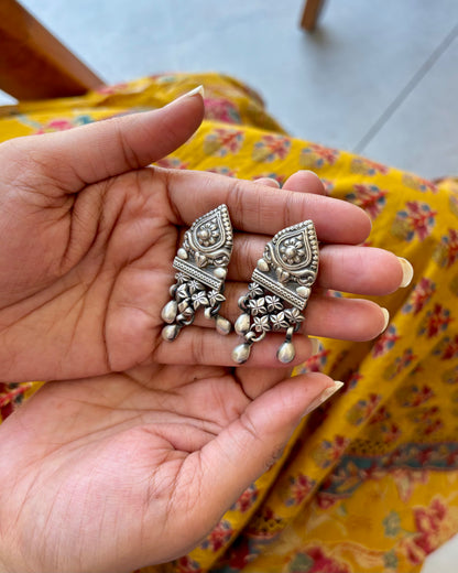 Nihira Jali Silver Earrings