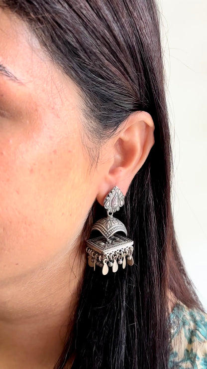 Jharna Tribal Dhun Chime Silver Jhumkas