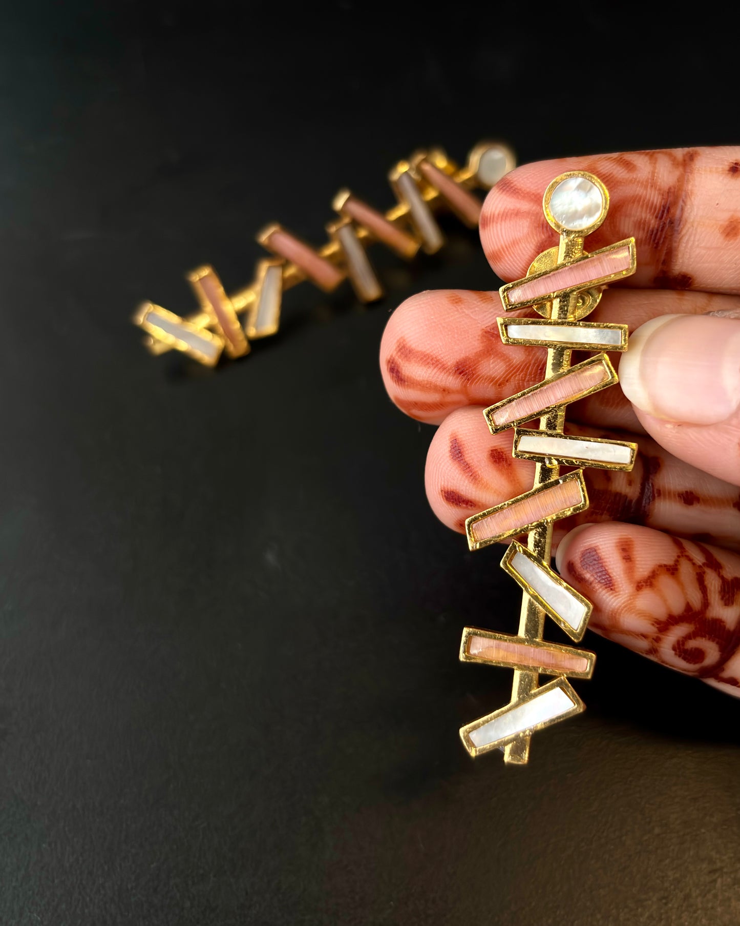 Ritambh Mother Of Pearls Silver Earrings
