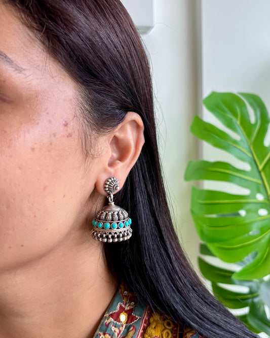 Rewa Turquoise Jhumki Earrings