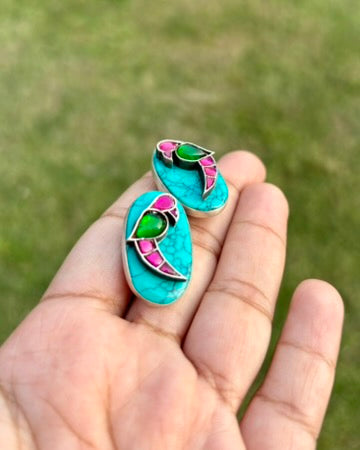 Panchi Turquoise Silver Stud Earrings