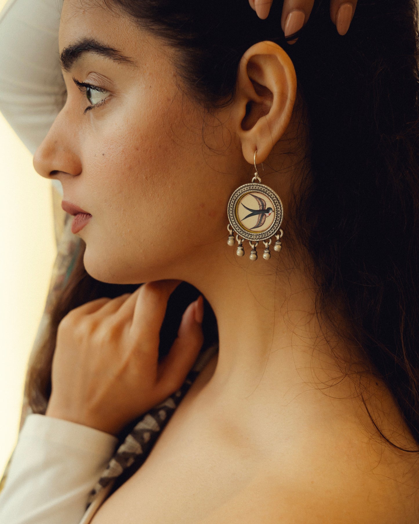 Saanjh Barn Swallow Miniature Silver Earrings