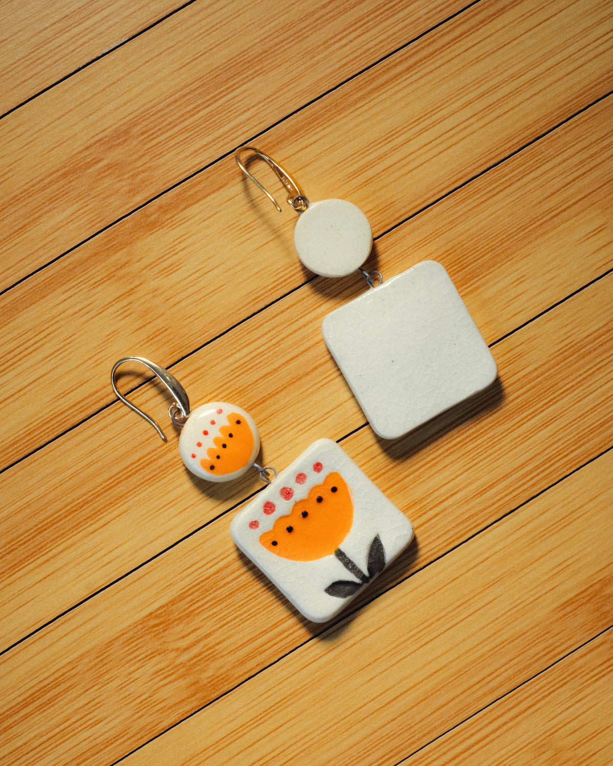 Ochre Motifs Ceramic Earrings