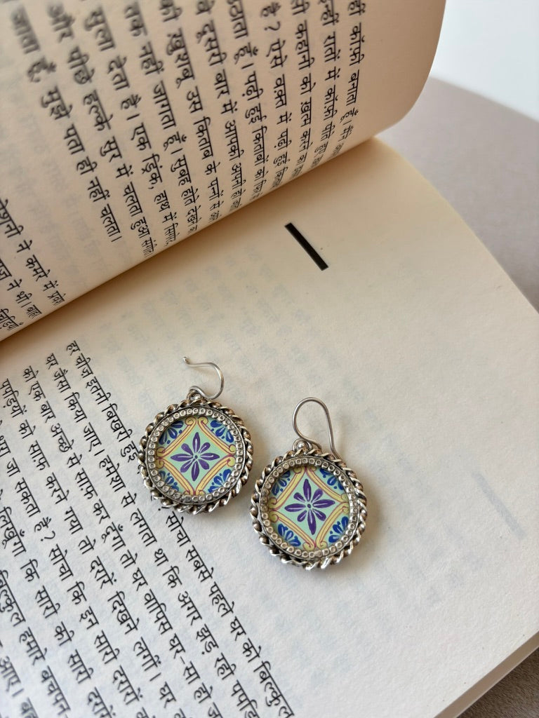 Mridula Pichwai Silver Drop Earrings