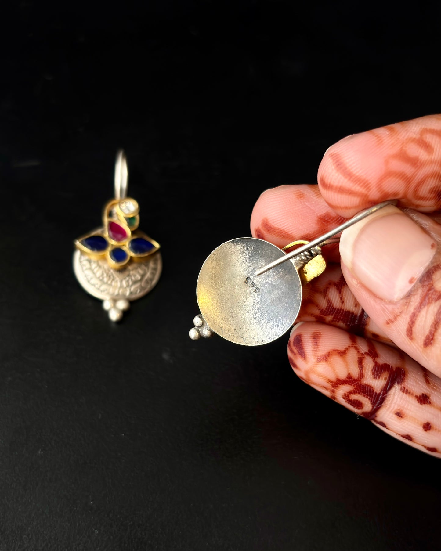 Rangrez Dual Tone Silver Earrings
