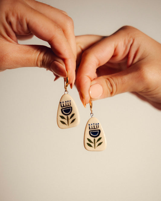Folk Art Ceramic Earrings