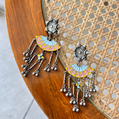 Matri Enamel-Silver Earrings