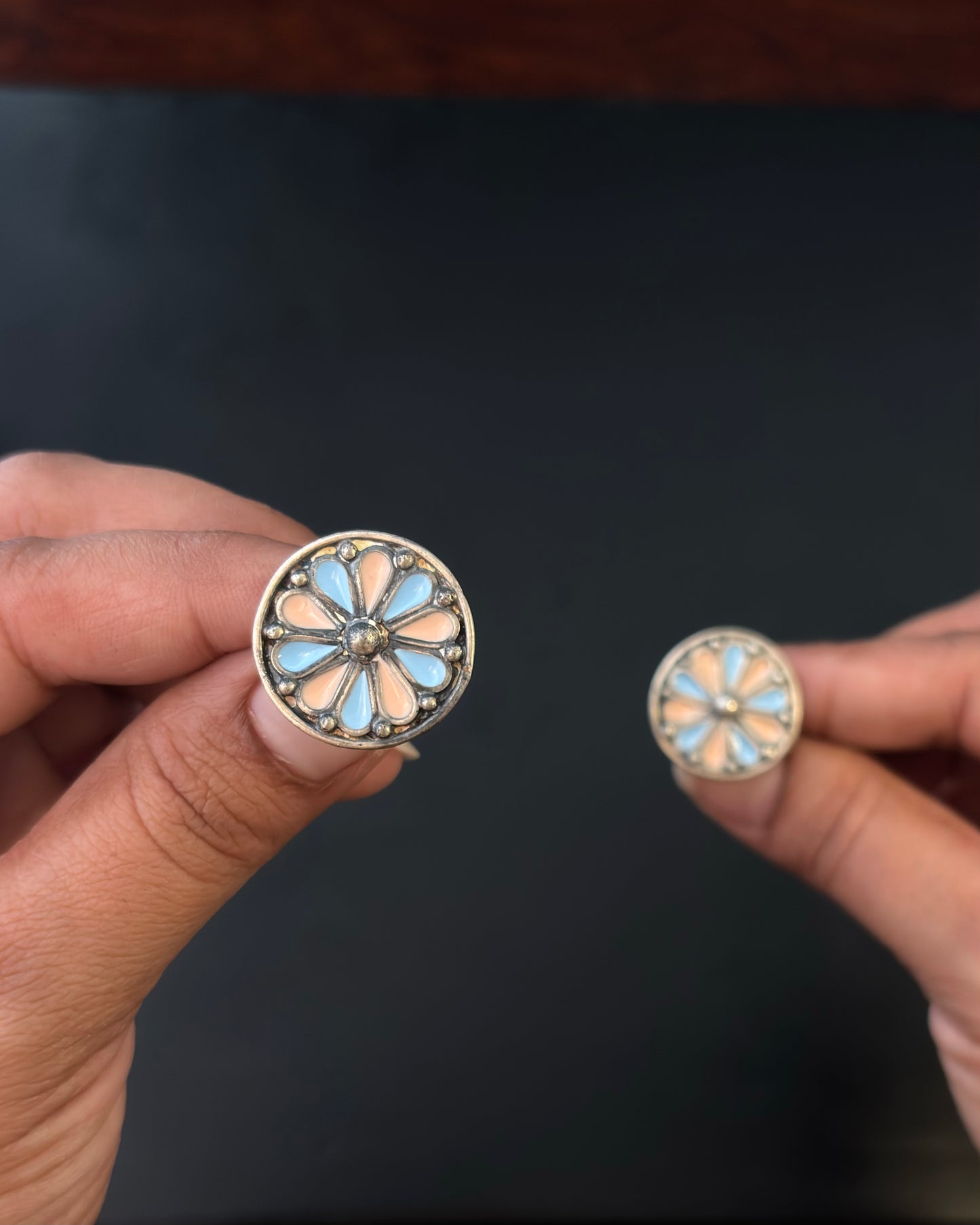 Ranj Enamel Silver Studs