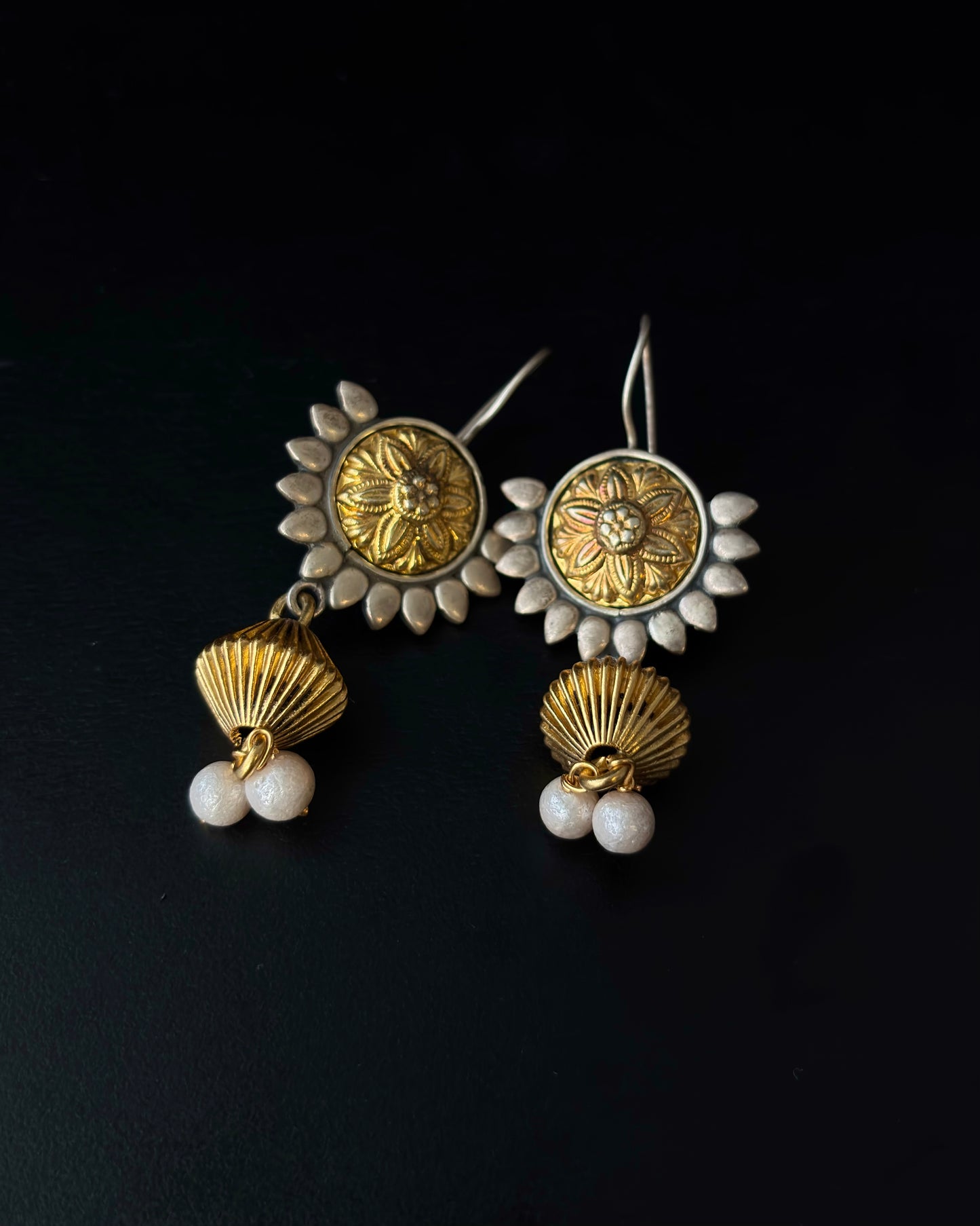 Meher Dual Tone Silver Earrings