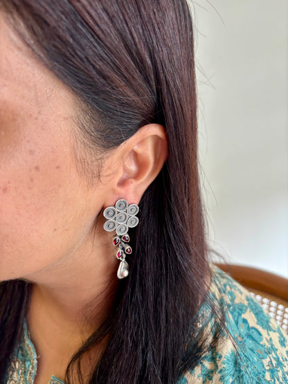 Gul Noor Threads Silver Danglers